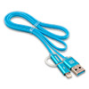 Кабель USB 2.0 -- 2в1 micro USB+Apple 8-pin, 1.0м REMAX Aurora 020t, LED, Blue