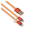 Кабель USB 2.0 -- 2в1 micro USB+Apple 8-pin, 1.0м REMAX Aurora 020t, LED, Orange