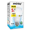 Светодиодная LED-лампа SmartBuy A60 5W (цоколь E27)<br /> теплый свет 3000K, 220V